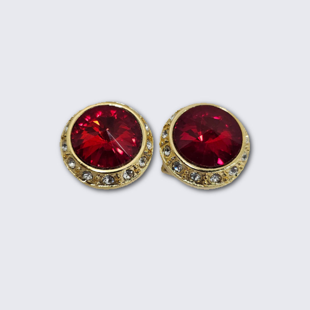Red Faceted Crystal Gold Formal Set
