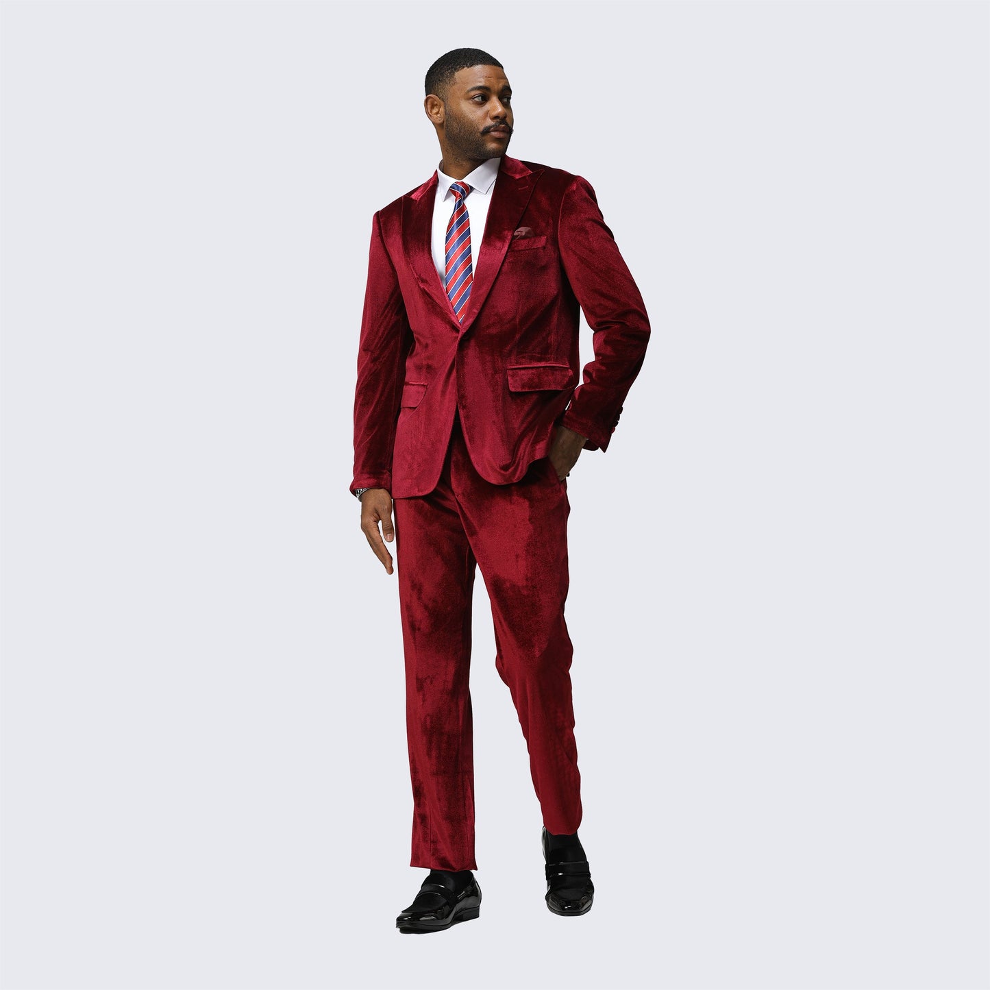 Burgundy Velvet Tuxedo Two Piece Set - Wedding - Prom