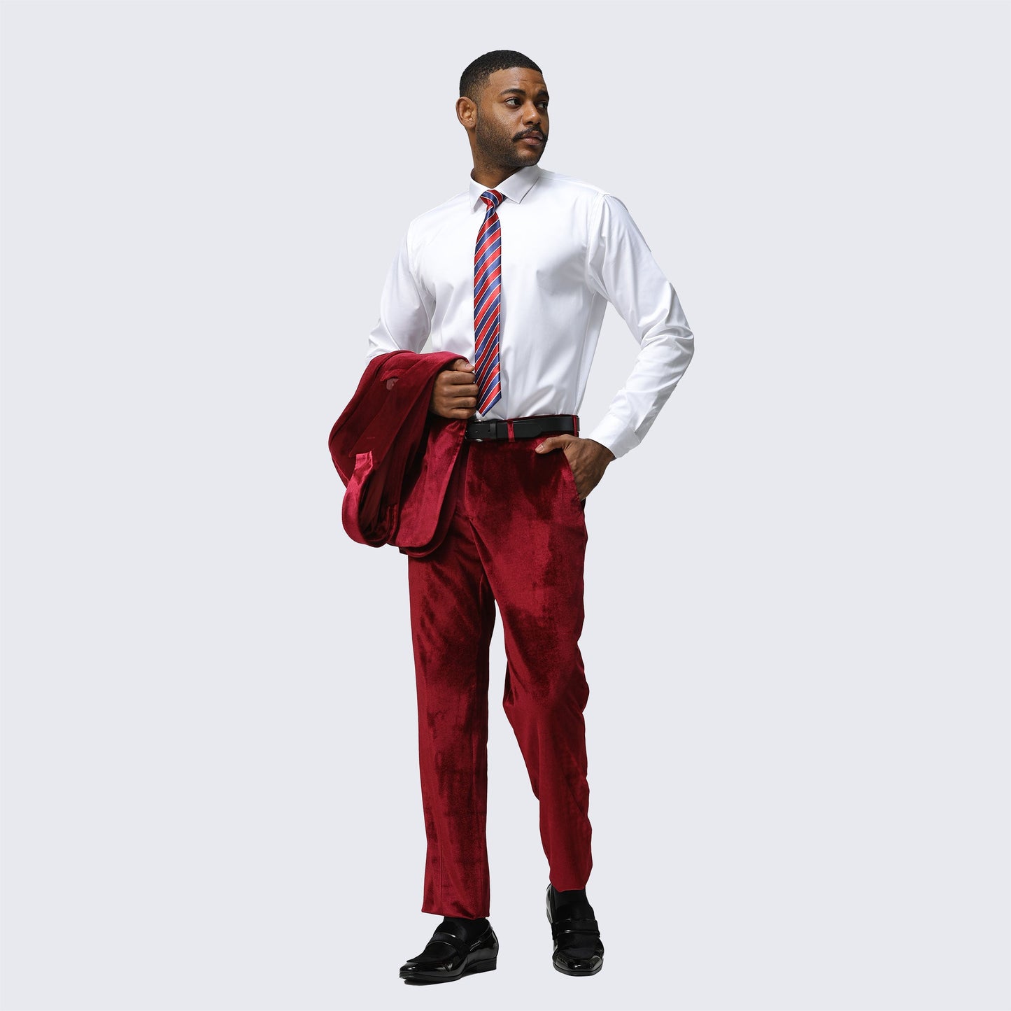 Burgundy Velvet Tuxedo Two Piece Set - Wedding - Prom