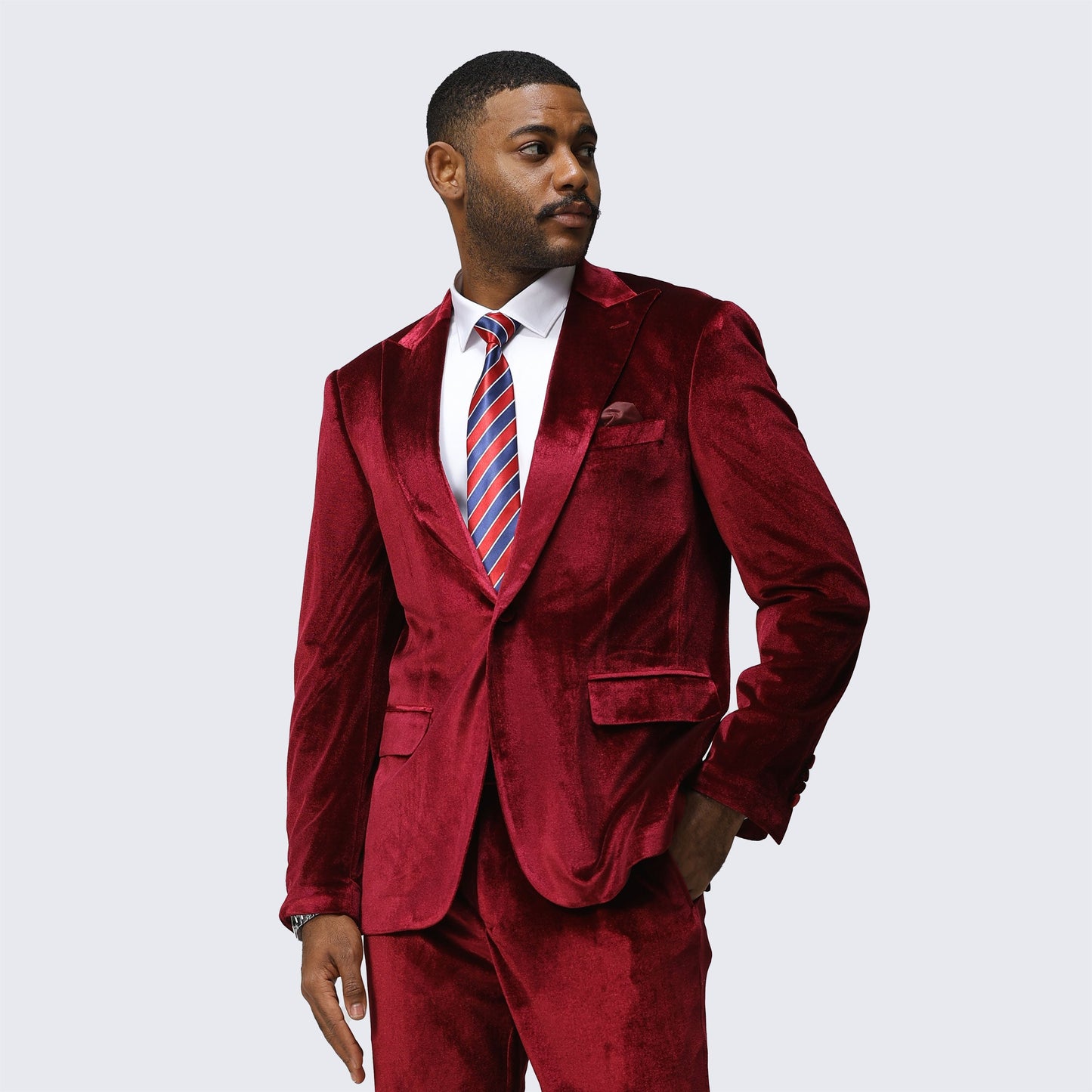Burgundy Velvet Tuxedo Two Piece Set - Wedding - Prom