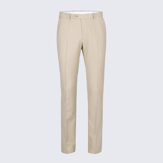 Men's Beige Classic Fit Pants - Unhemmed