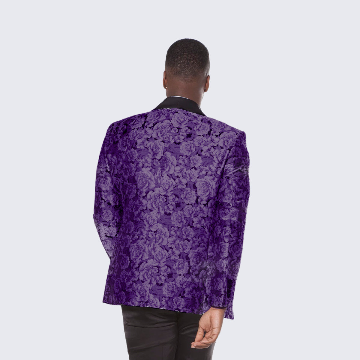 Purple Tuxedo with Floral Pattern Four Piece Set - Wedding - Prom