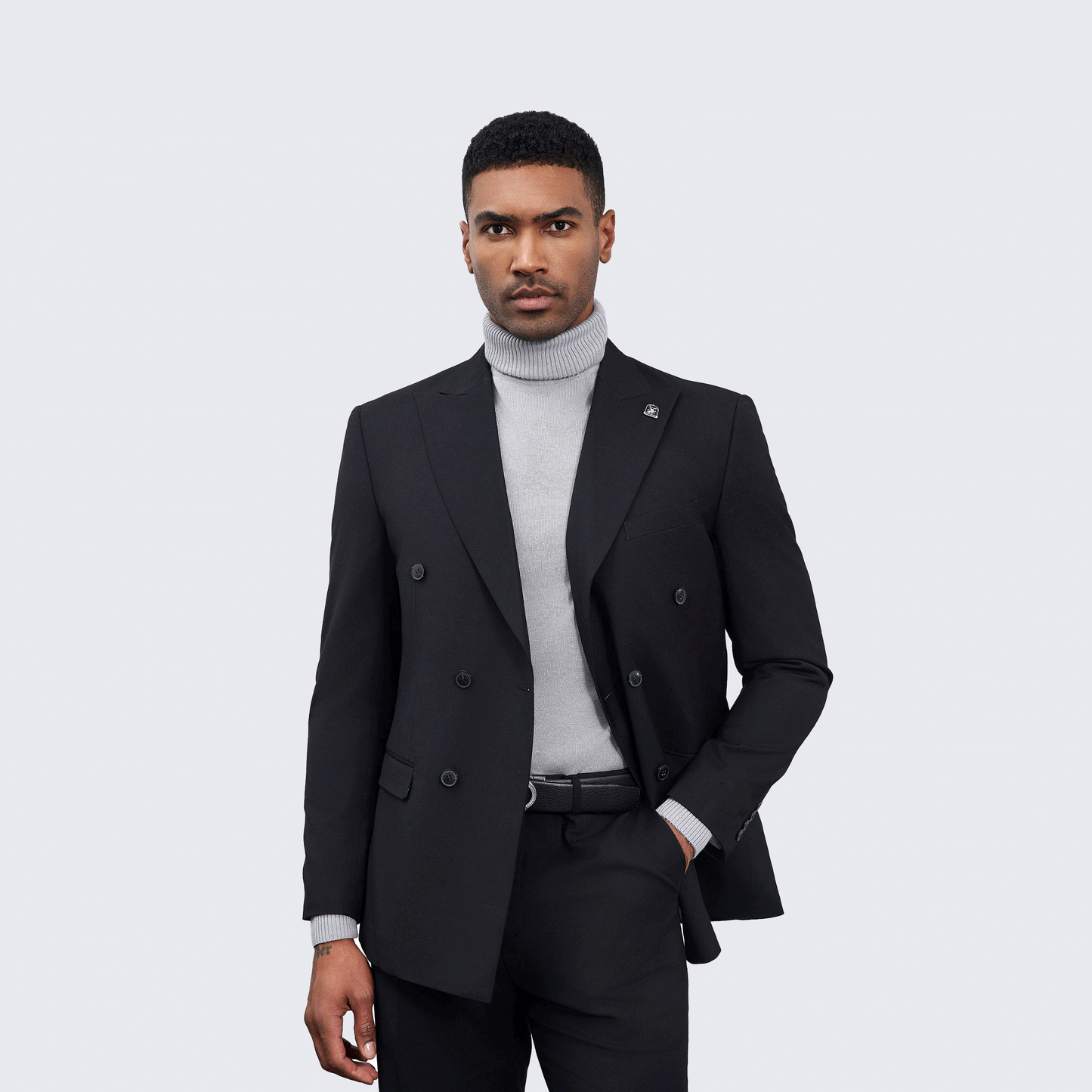 [DISCOUNTED] Men's Double Breasted Black Suit by Stacy Adams - Limited Sizes